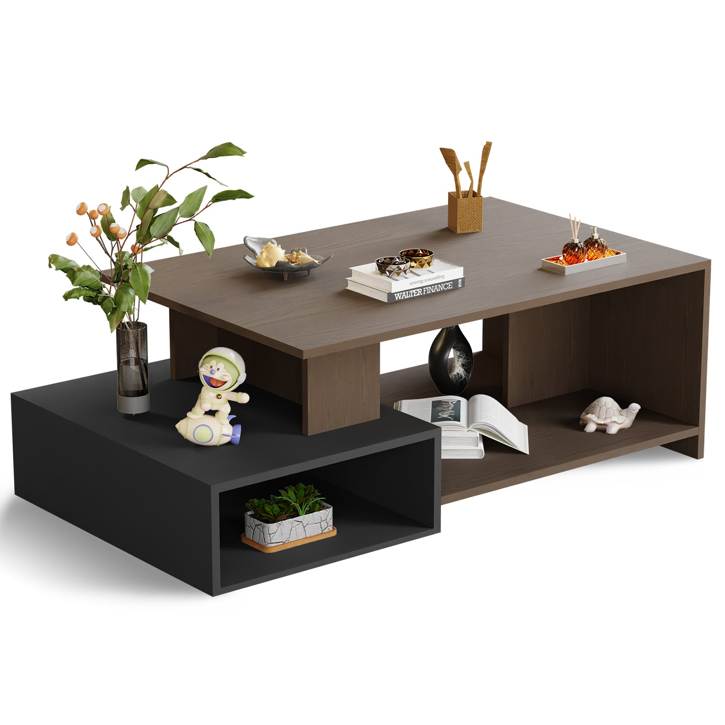 Couchtisch Wohnzimmertisch, Coffee Table mit offener Stauraum, Sofatisch holz