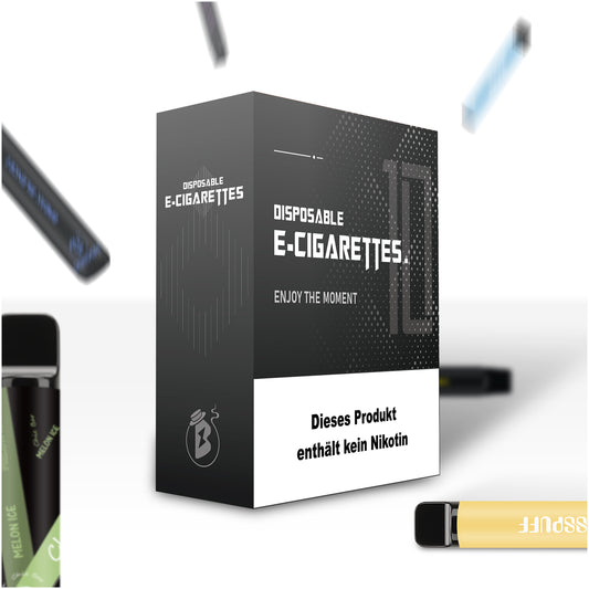 BOSSPUFF -- Einweg E-Zigaretten 12er-Packung - 600 Züge pro Einheit | Vape 0% Nikotin (0mg) | Zufällige Aromen