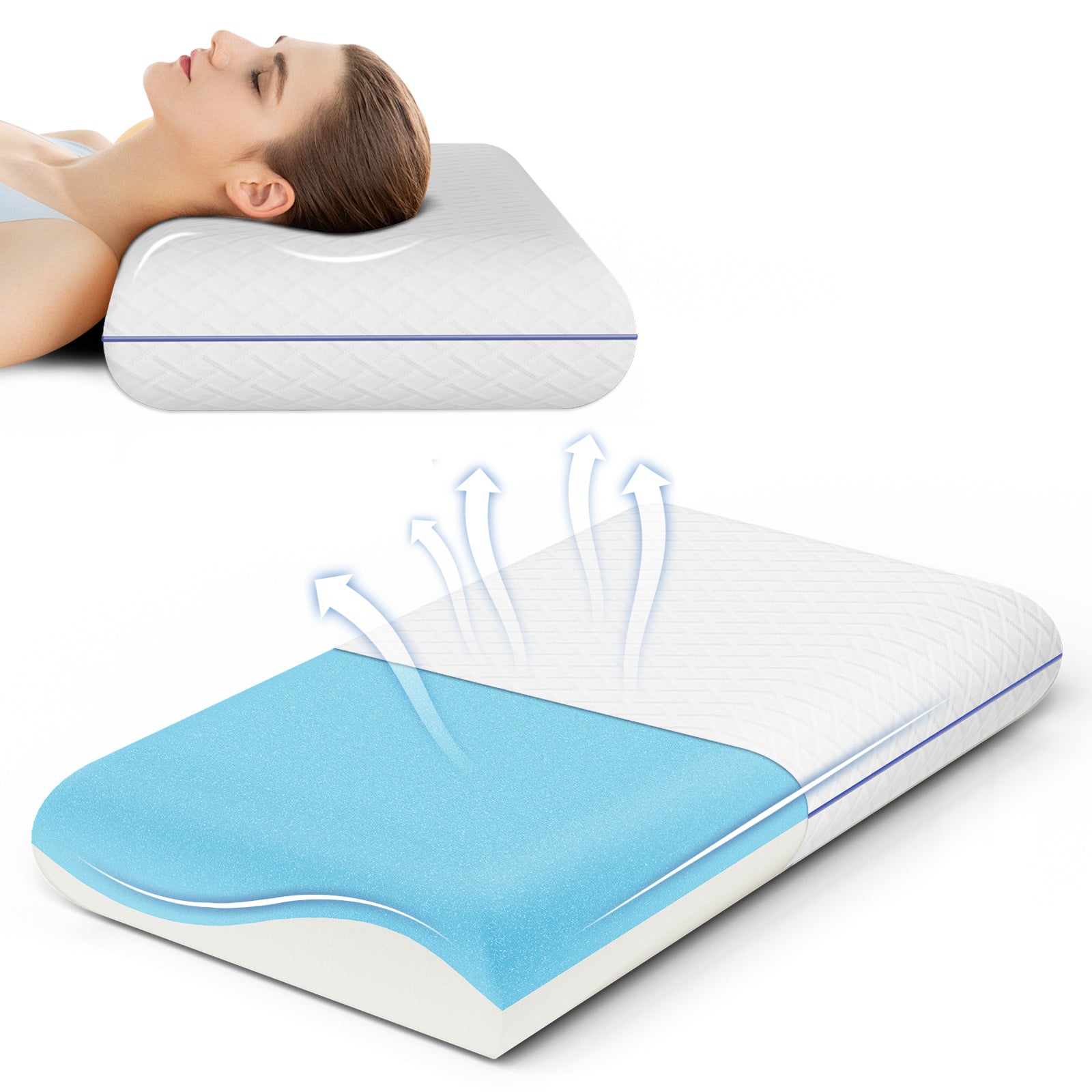 Nackenstützkissen Memory Foam Kissen, Orthopädisches Kissen, 12cm Höhe Kopfkissen Seitenschlafer, Ruckenschlafer, Bauchschlafer, für Allergiker geeignet