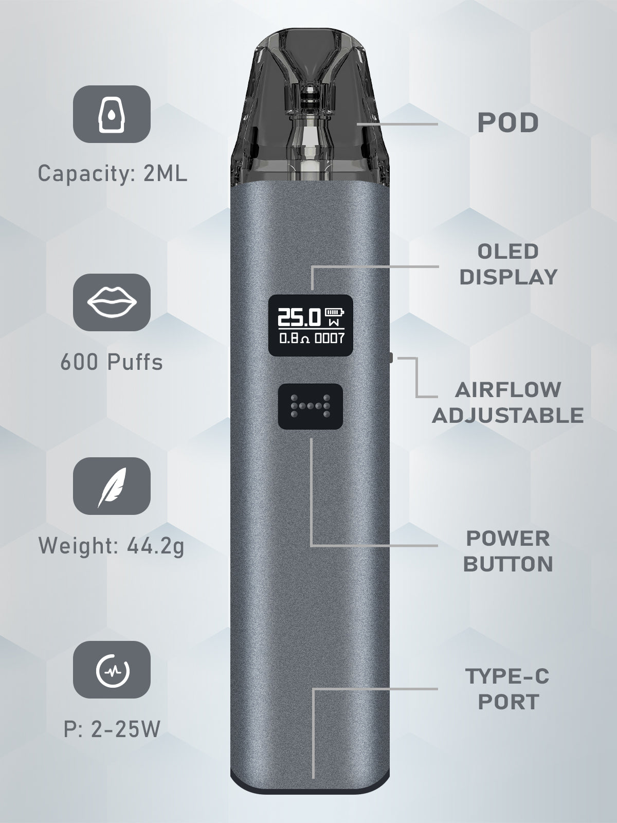 Zest Bar -VZ1- Vape Nachfüllbar, Pod System E-Zigarette 2ml 1000mAh, Ohne Nikotin 0 liquid