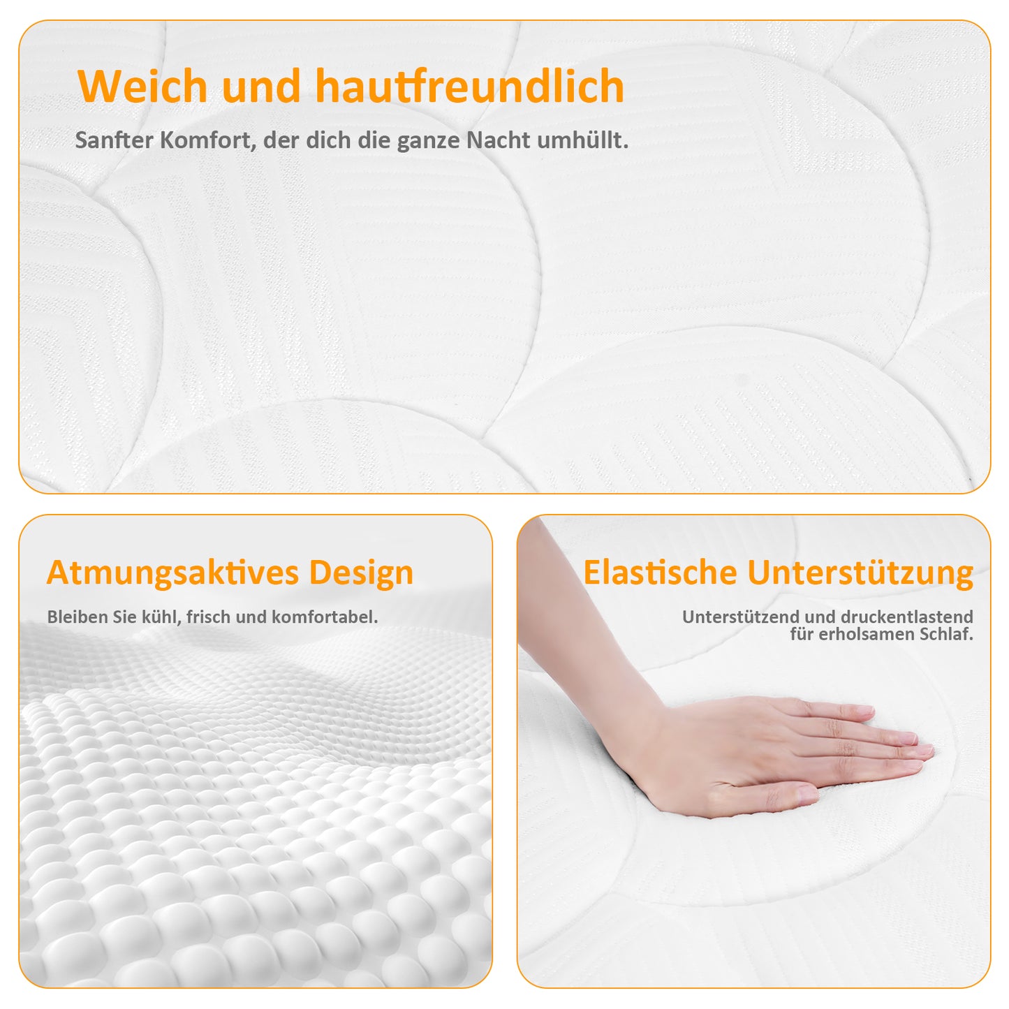 Taschenfederkernmatratze 22 cm – 7-Zonen Matratze mit Komfortschaum und stabiler Unterstützung