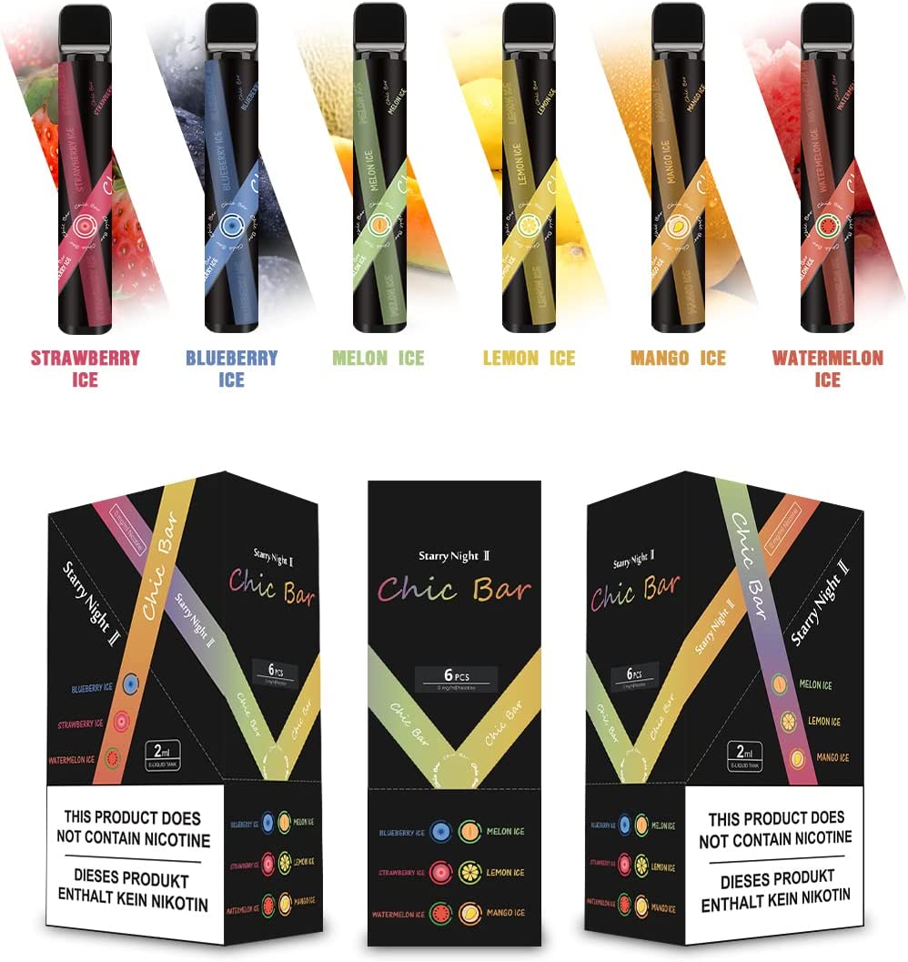 Chic Bar 0mg/ml, 600 puffs, Disposable electronic cigarette