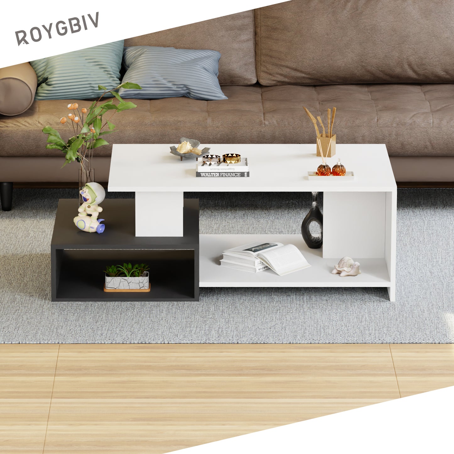 Couchtisch Wohnzimmertisch, Coffee Table mit offener Stauraum, Sofatisch holz