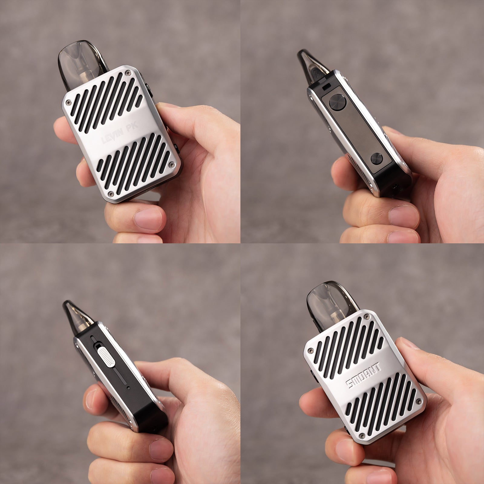 Vape Nachfüllbar, LEVIN PK Pod System E Zigarette 3ml 1000mAh, Aufladbare Zest Bar Vape Farbe Grau, 0 Nikotin