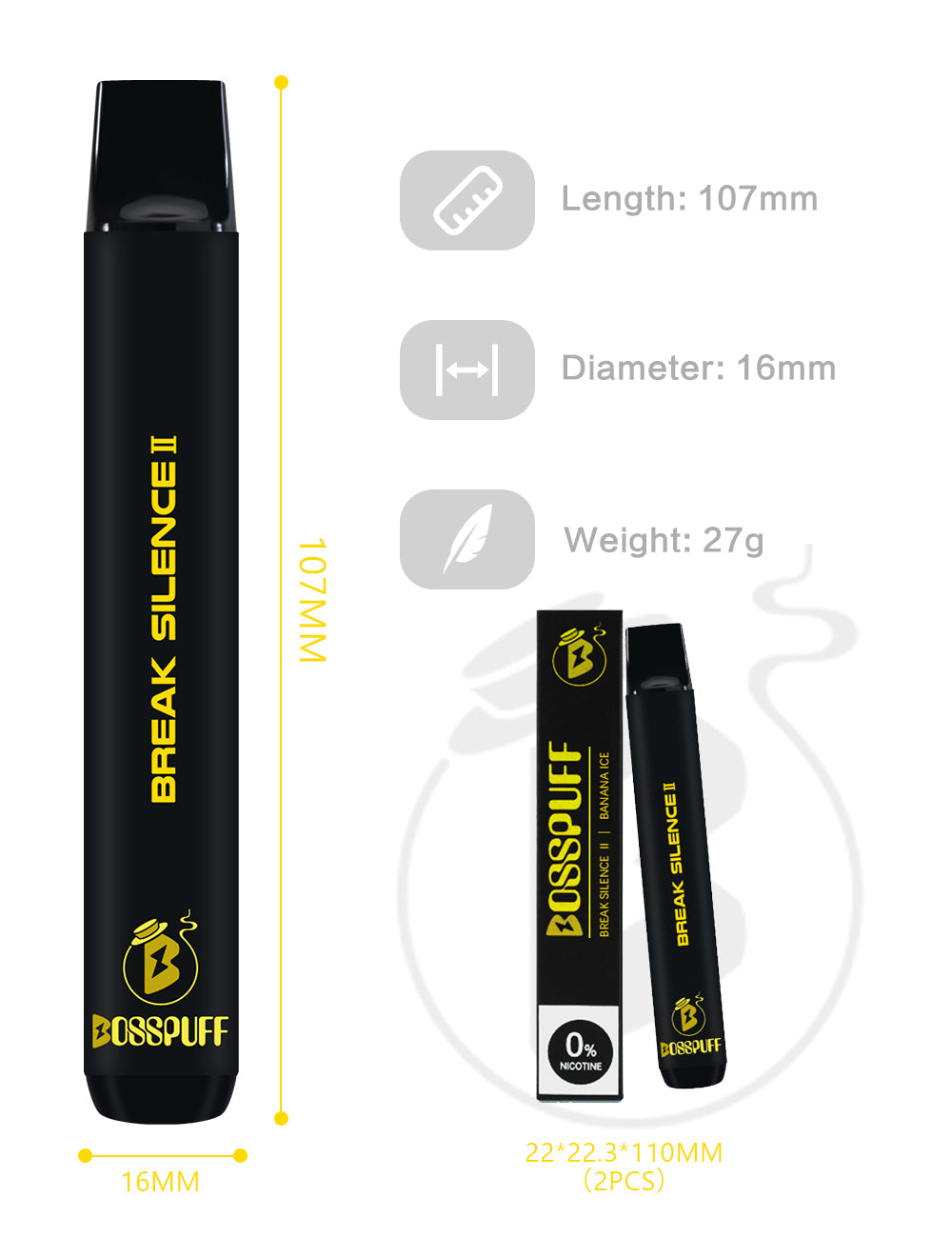 【BIG DEAL】BOSSPUFF 0% NICOTINE 600 Puff*6 pcs Disposable Electronic Cigarette